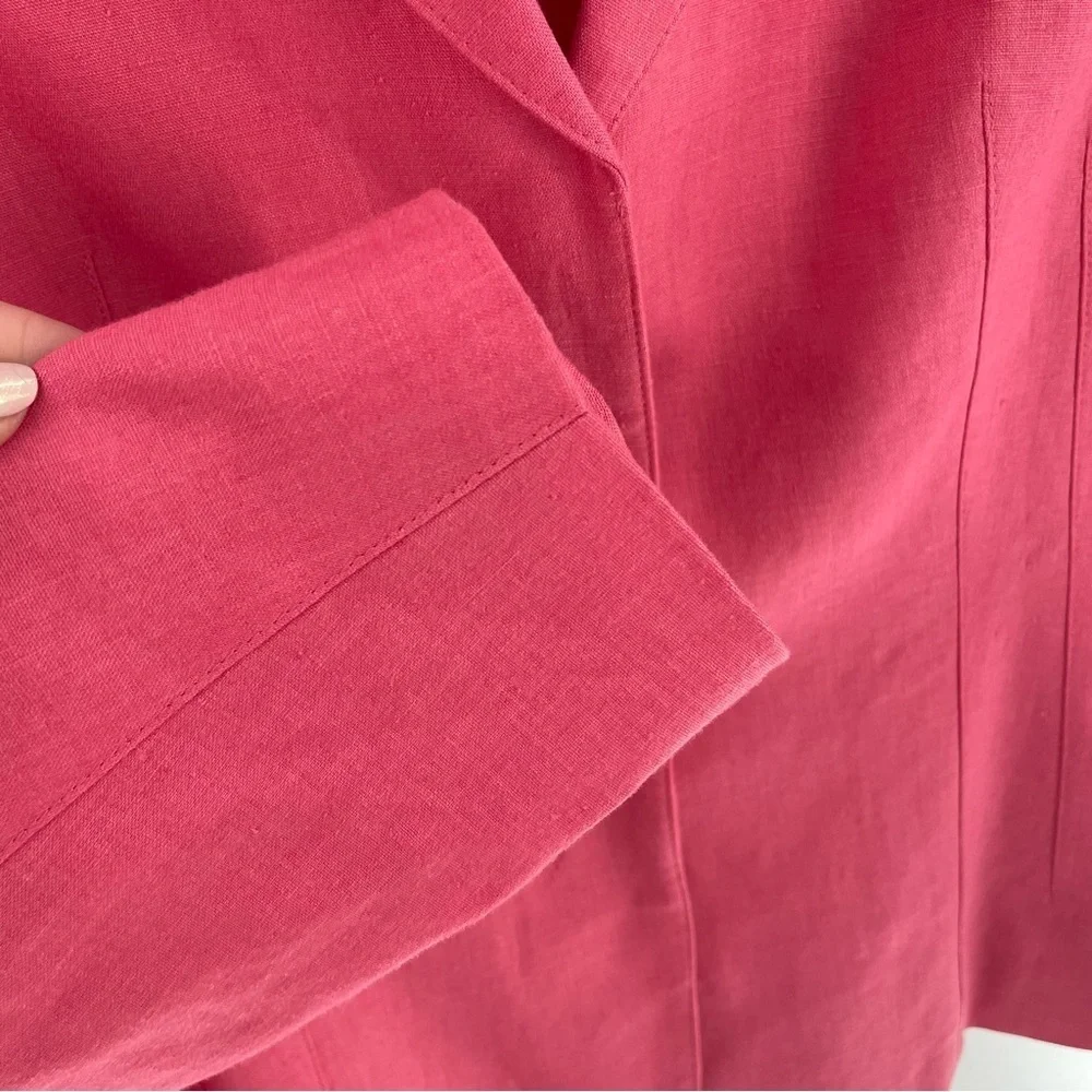 Talbots Vintage Coral Linen Stretch Blend Fully Lined Hidden Button Blazer Work